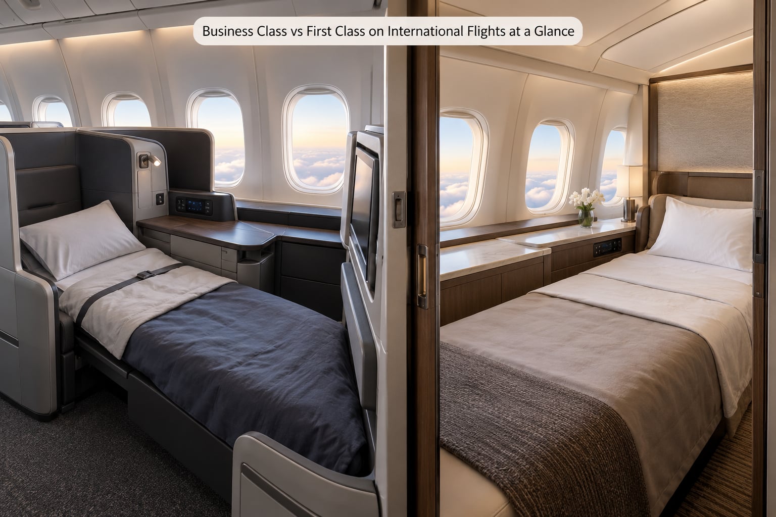 Business Class vs First Class on International Flights at a Glance