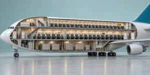 how a double decker airplane cabin is laid out