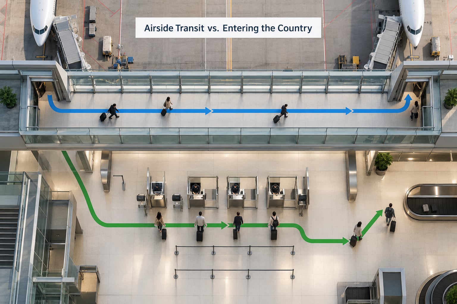 Airside Transit vs. Entering the Country