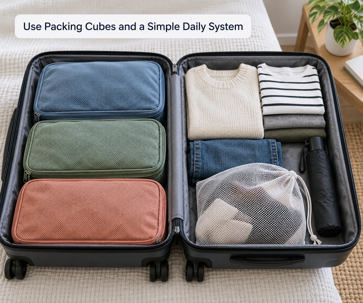 Use Packing Cubes and a Simple Daily System