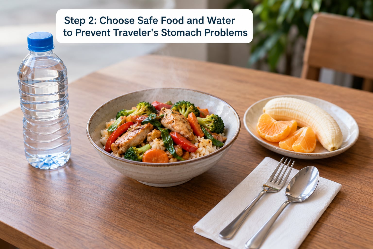 Step 2: Choose Safe Food and Water to Prevent Traveler's Stomach Problems